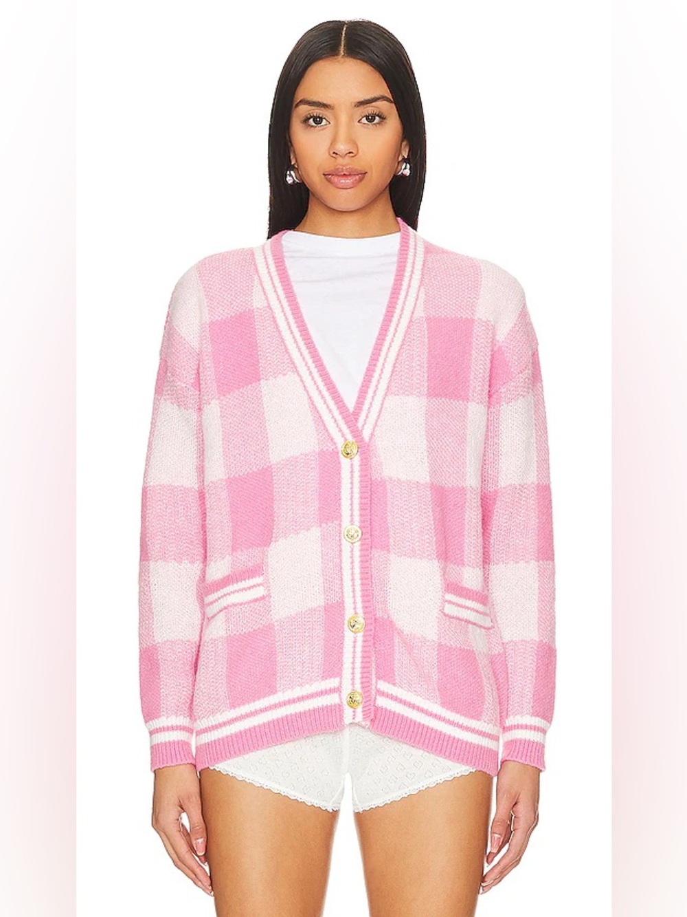 More to Come Revolve Bonnie Pink Plaid Cardigan Sweater XS - Picture 3 of 12